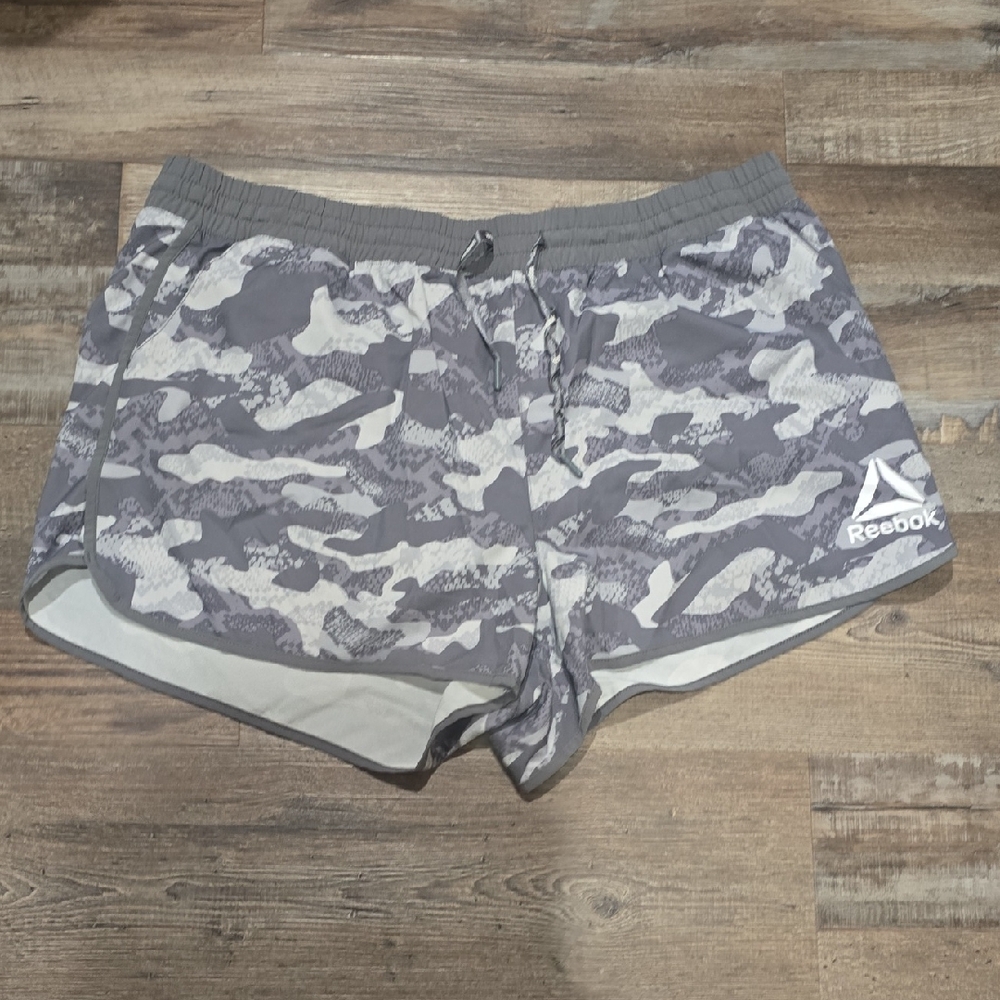 Reebok Gray and White Camo Athletic Shorts